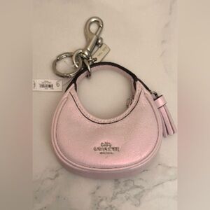 Coach Mini Carmen Leather Bag Charm or Keychain Pearlized Pink, NWT Retail $198